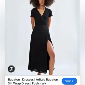 Babaton tie front black slit dress in black